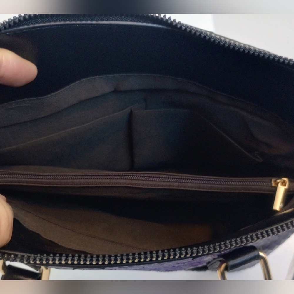 Purple Snake-Embossed Satchel Handbag - Unbranded - Picture 6 of 6